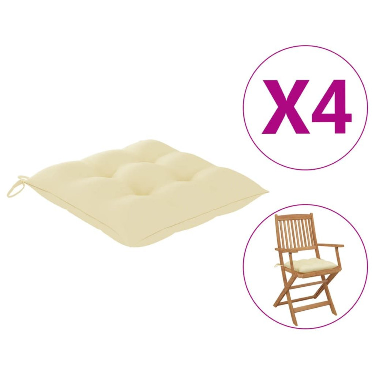 Chair Cushions 4 Pcs Cream White 40x40x7 Cm Fabric