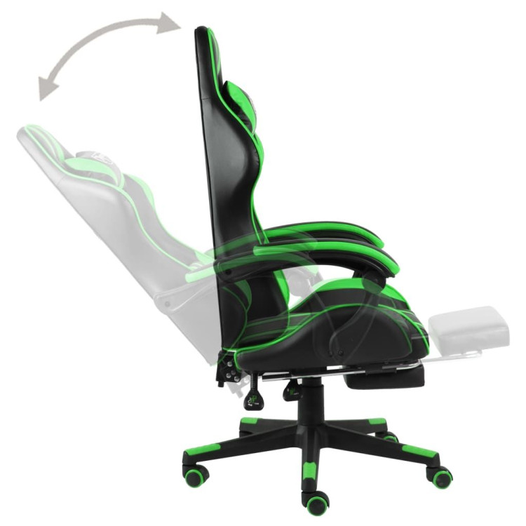 Racing Chair With Footrest Black And Green Faux Leather image 4