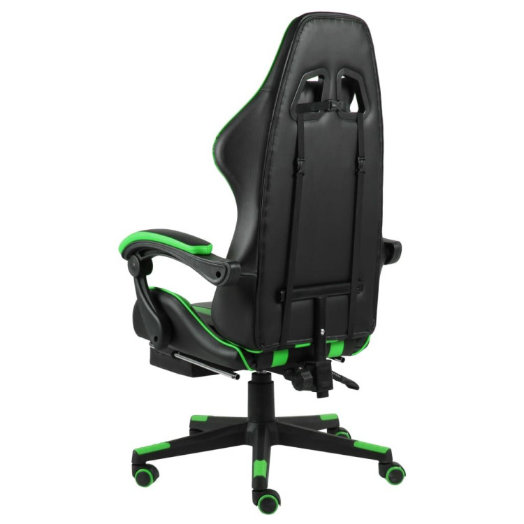 Racing Chair With Footrest Black And Green Faux Leather image 5