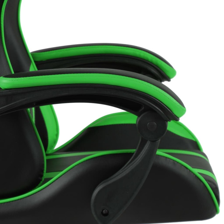Racing Chair With Footrest Black And Green Faux Leather image 6