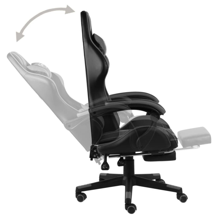 Racing Chair With Footrest Black And Grey Faux Leather image 4