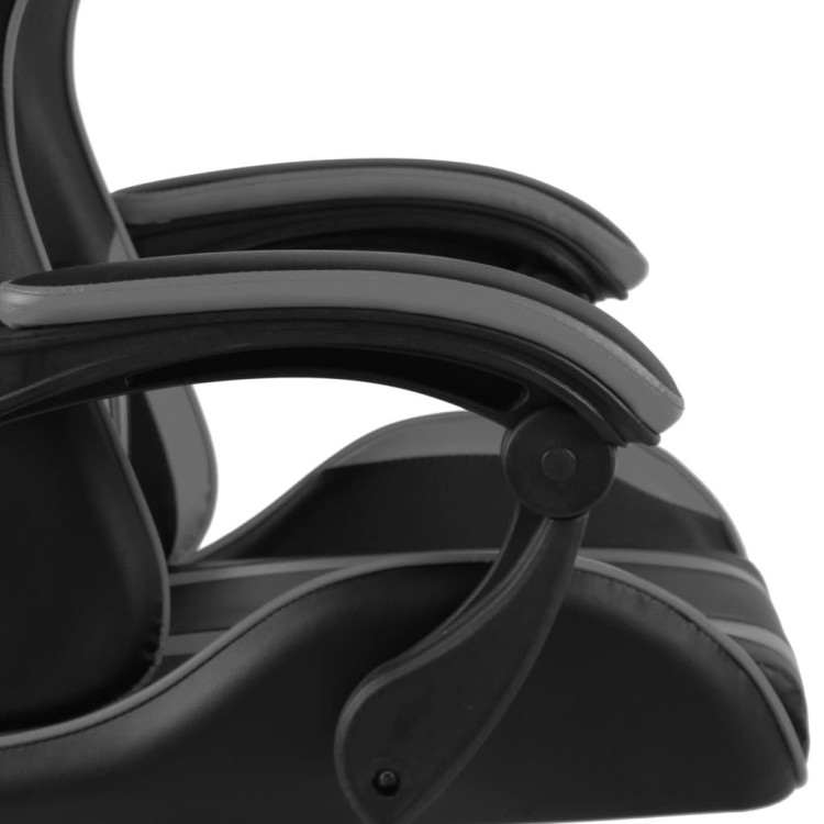 Racing Chair With Footrest Black And Grey Faux Leather image 6