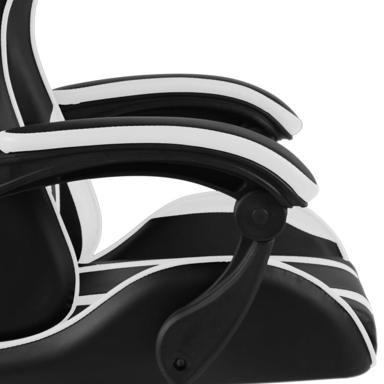 Racing Chair With Footrest Black And White Faux Leather image 6