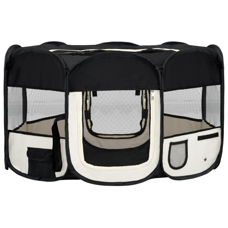Foldable Dog Playpen With Carrying Bag Black 145x145x61 Cm image 3