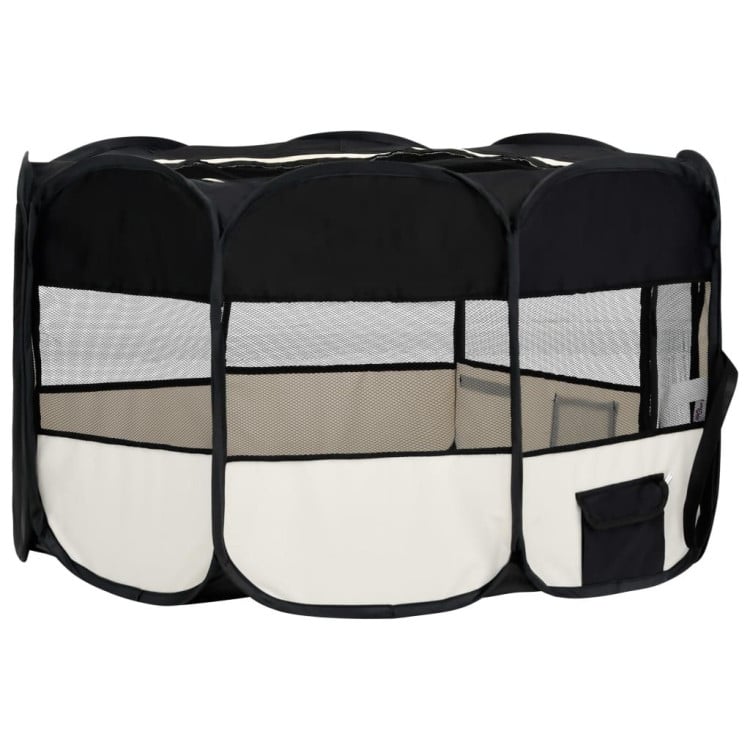 Foldable Dog Playpen With Carrying Bag Black 145x145x61 Cm image 5