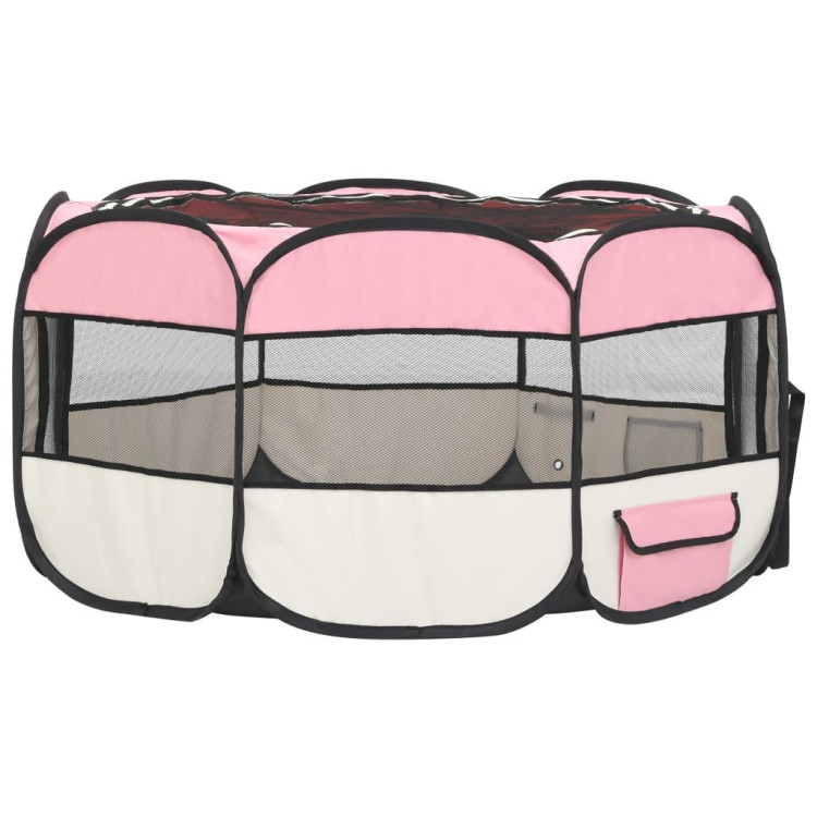Foldable Dog Playpen With Carrying Bag Pink 145x145x61 Cm image 8