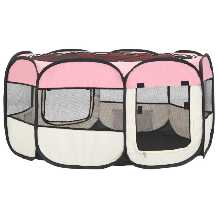 Foldable Dog Playpen With Carrying Bag Pink 145x145x61 Cm image 9