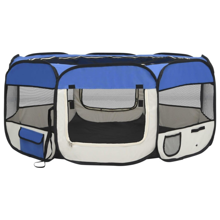Foldable Dog Playpen With Carrying Bag Blue 145x145x61 Cm image 3