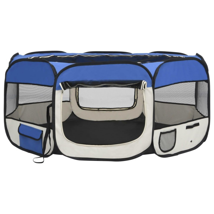 Foldable Dog Playpen With Carrying Bag Blue 145x145x61 Cm image 6
