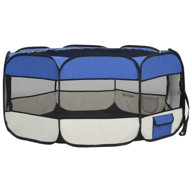 Foldable Dog Playpen With Carrying Bag Blue 145x145x61 Cm image 8