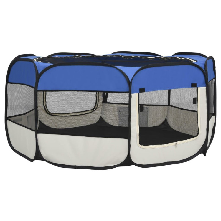 Foldable Dog Playpen With Carrying Bag Blue 145x145x61 Cm image 9