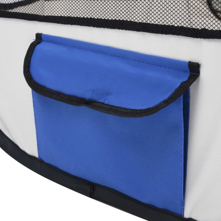 Foldable Dog Playpen With Carrying Bag Blue 145x145x61 Cm image 10