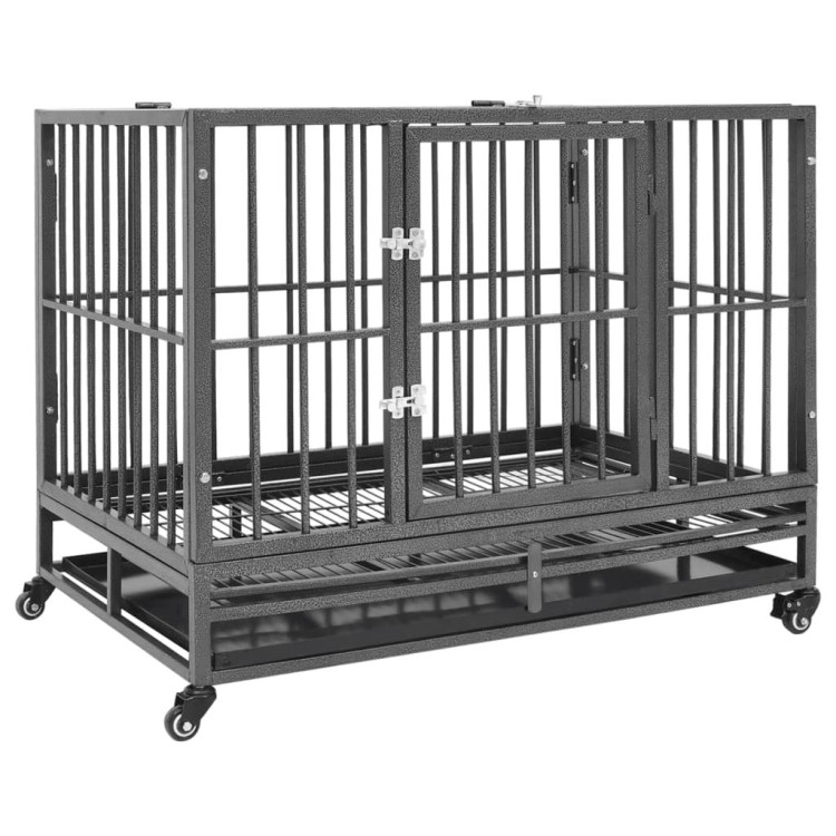 Dog Cage With Wheels Steel 92x62x76 Cm