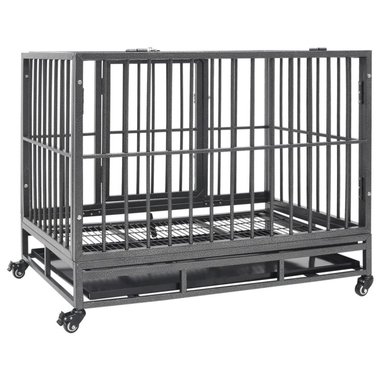 Dog Cage With Wheels Steel 92x62x76 Cm image 5