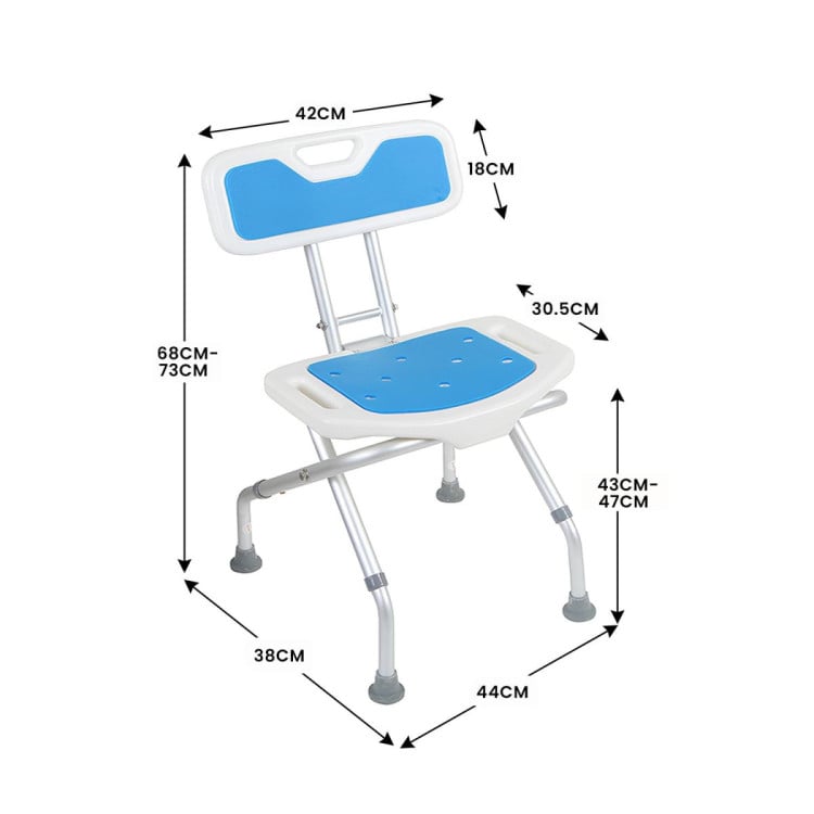 Orthonica Height-Adjustable Foldable Aluminium Bathroom Shower Bath Chair image 5