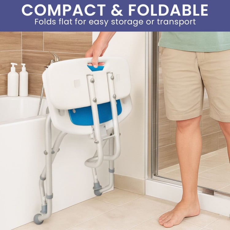 Orthonica Height-Adjustable Foldable Aluminium Bathroom Shower Bath Chair image 8