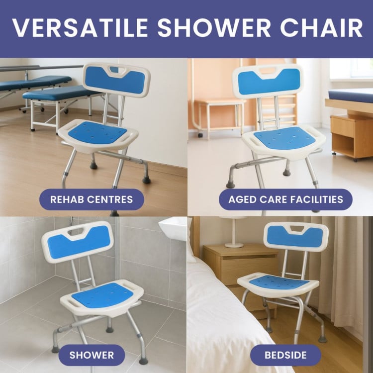 Orthonica Height-Adjustable Foldable Aluminium Bathroom Shower Bath Chair image 11