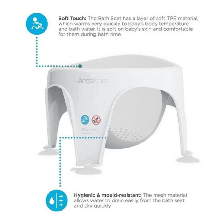 Angelcare AC588 Baby Bath Soft Touch Ring Seat - Grey image 3