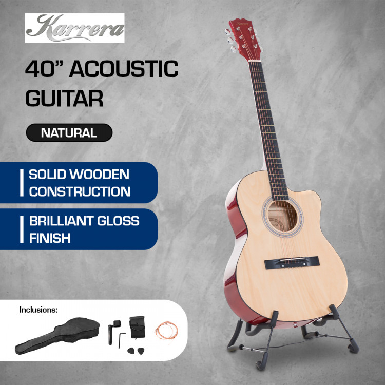 Karrera Acoustic Cutaway 40in Guitar - Natural image 9