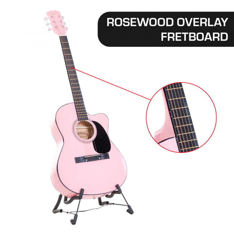 Karrera Acoustic Cutaway 40in Guitar - Pink image 2