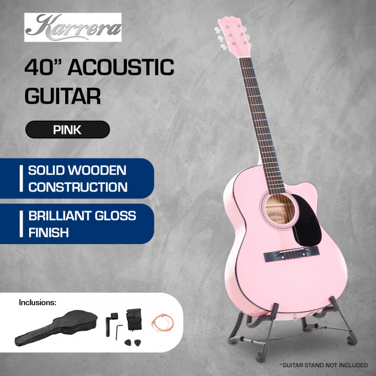 Karrera Acoustic Cutaway 40in Guitar - Pink image 9