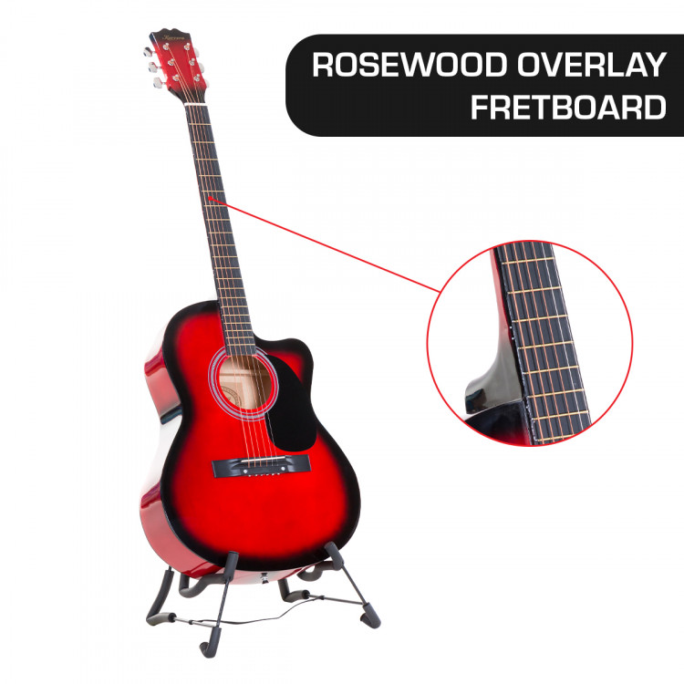 Karrera Acoustic Cutaway 40in Guitar - Red image 3