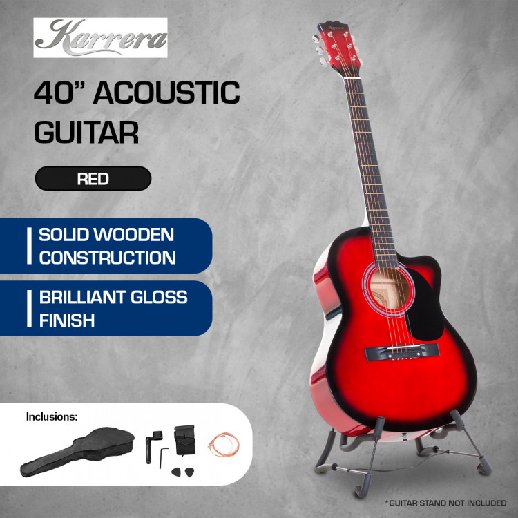 Karrera Acoustic Cutaway 40in Guitar - Red image 9