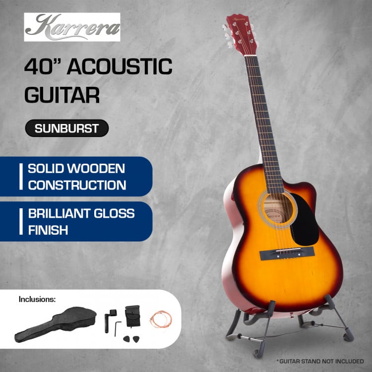 Karrera Acoustic Cutaway 40in Guitar - Sunburst image 9