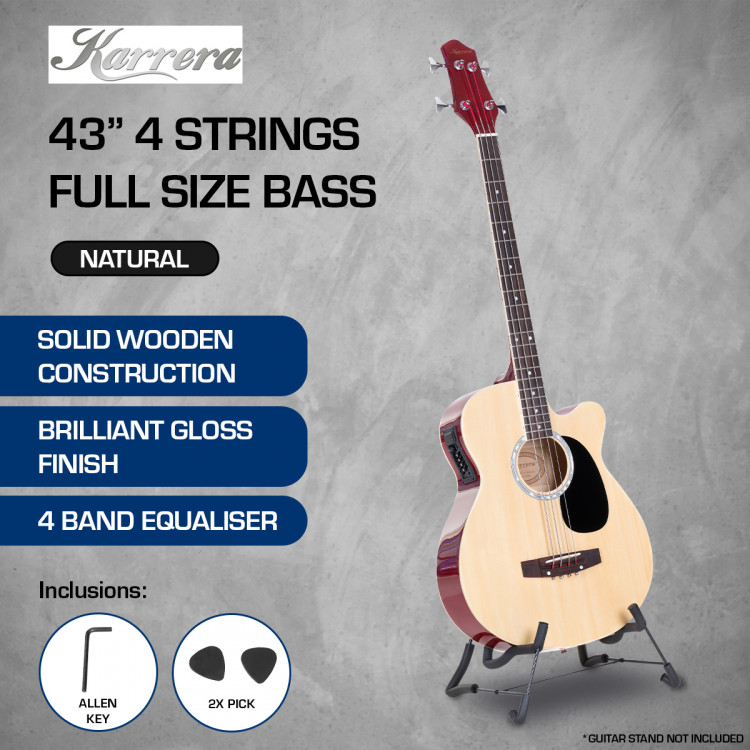 Karrera 43in Acoustic Bass Guitar - Natural image 10