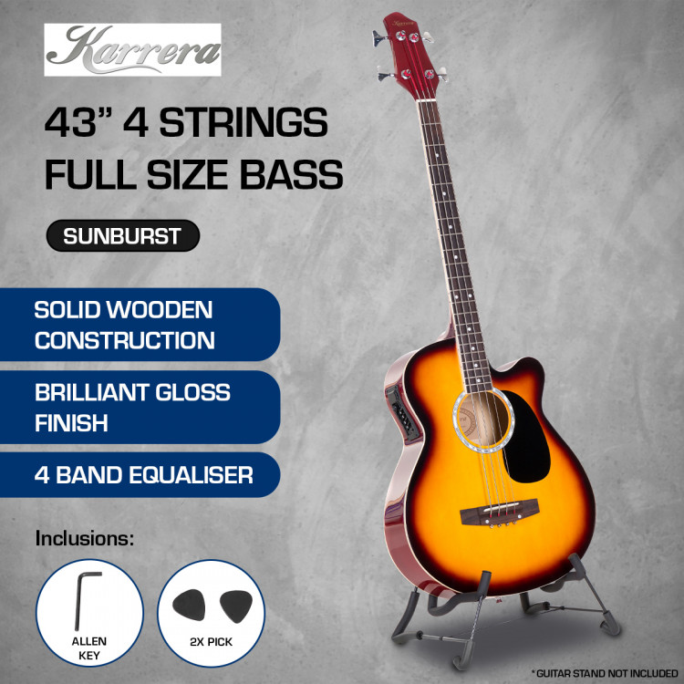 Karrera 43in Acoustic Bass Guitar Sunburst image 10