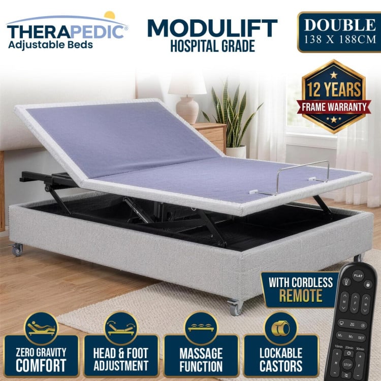 Therapedic Modulift Hospital Grade Double Electric Adjustable Bed Base with Massage & Wireless Remote image 3
