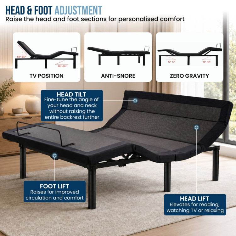 Therapedic Kinetic Advance Adjustable Double Bed Base with Head Tilt image 6