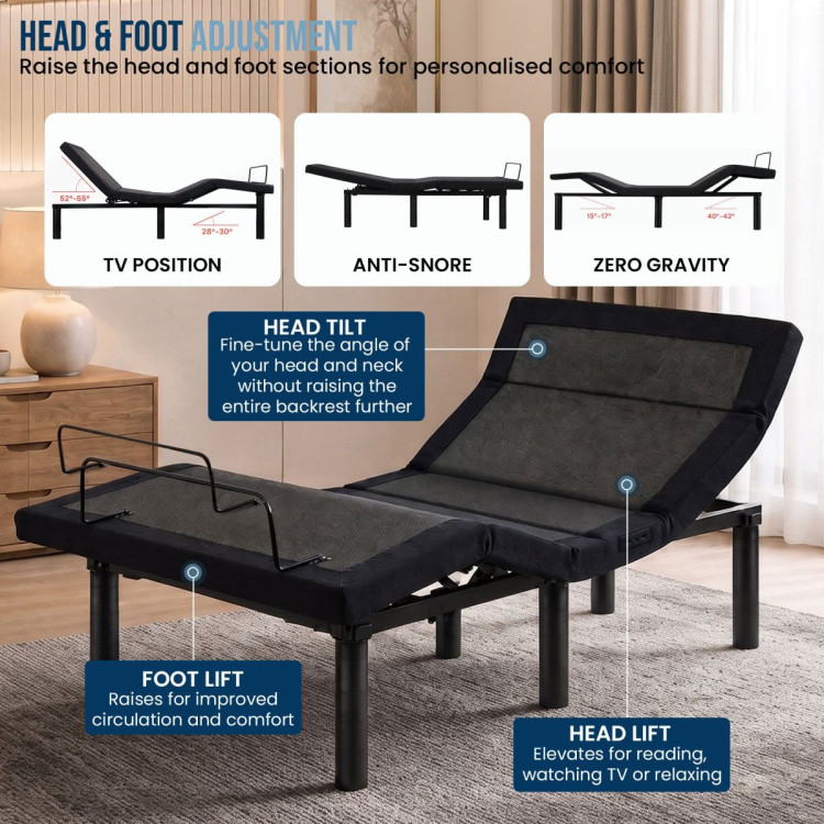 Therapedic Kinetic Advance Adjustable Long Single Bed Base with Head Tilt image 6