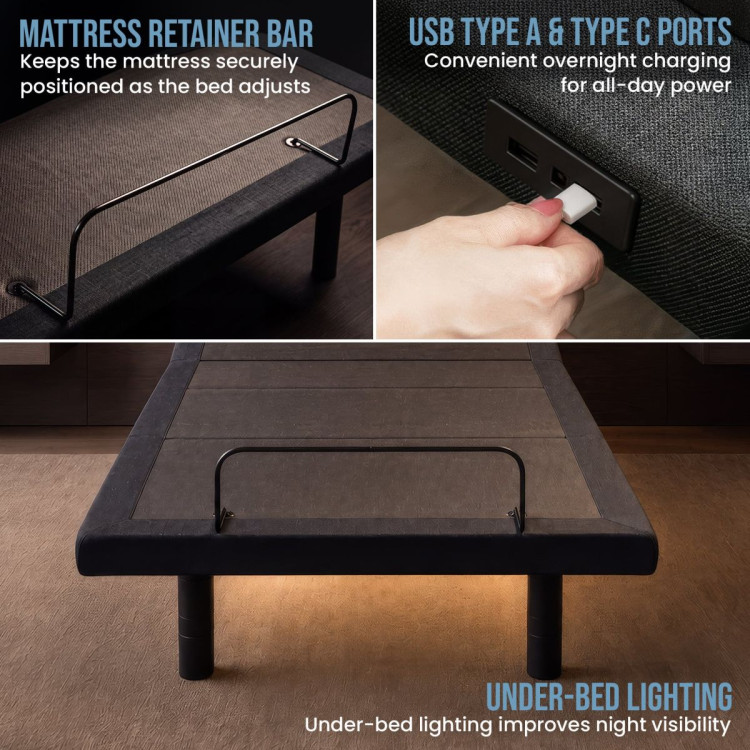 Therapedic Kinetic Advance Adjustable Long Single Bed Base with Head Tilt image 10