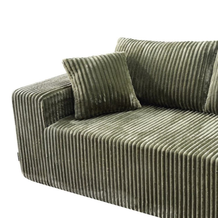 Sarantino Soffia 2.75m Green Corduroy Corner Sofa with Chaise L-Shape Sectional Couch 3 Seater Lounge Sofa in a Box image 16