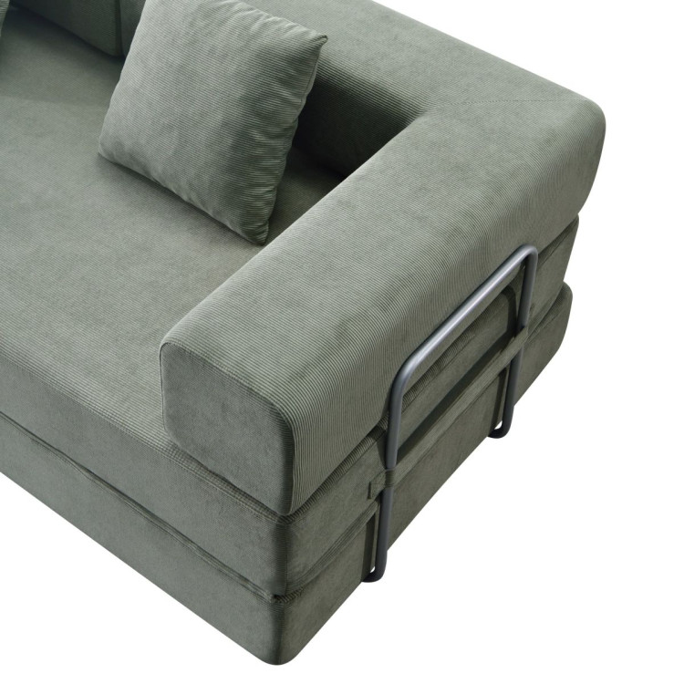 Sarantino Lume 1.9m Convertible Sofa Bed Green Corduroy Folding Foam Couch Double Floor Daybed Chaise Lounge image 20
