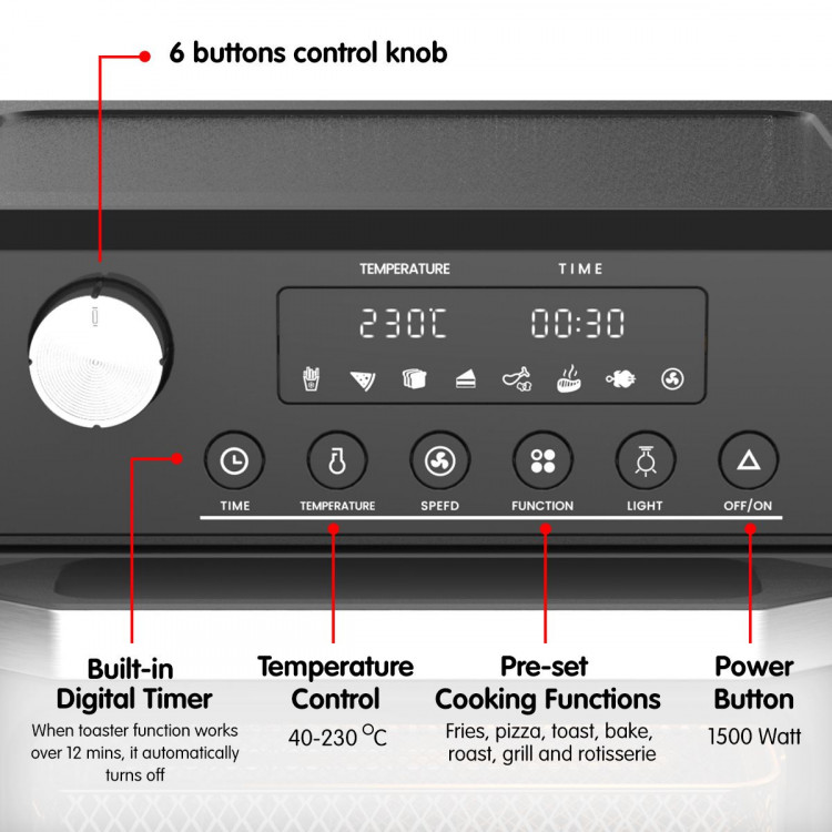 Pronti 18L 1500W Electric Air Fryer Multi Cooker Oven Black image 12