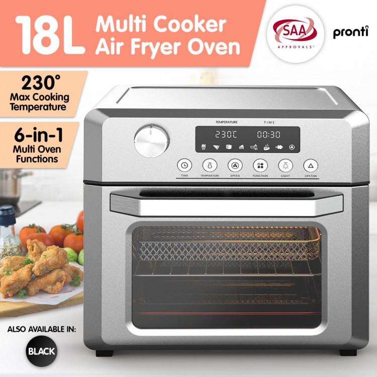 Pronti 18L 1500W Electric Air Fryer Multi Cooker Oven Silver image 3