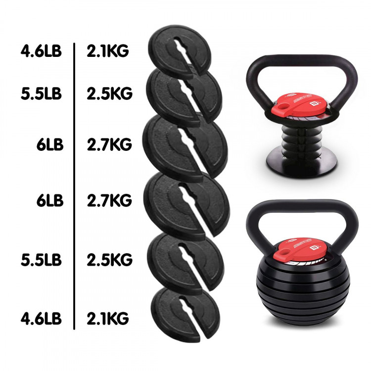 2x Powertrain Adjustable Kettlebells Weights Dumbbell 18kg image 6