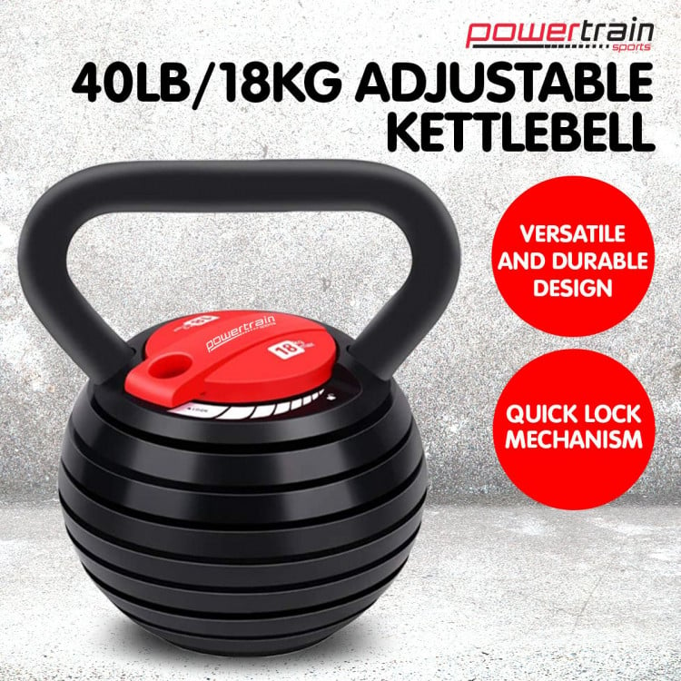 Powertrain Adjustable Kettle Bell Weights Dumbbell 18kg image 12