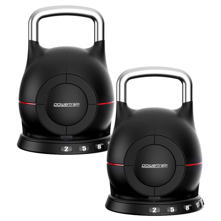 Powertrain 2x 20kg Adjustable Kettlebells One Hand Adjustment Weight Set image 3