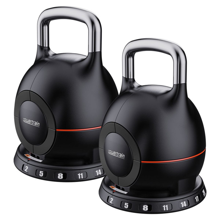 Powertrain 2x 20kg Adjustable Kettlebells One Hand Adjustment Weight Set image 5