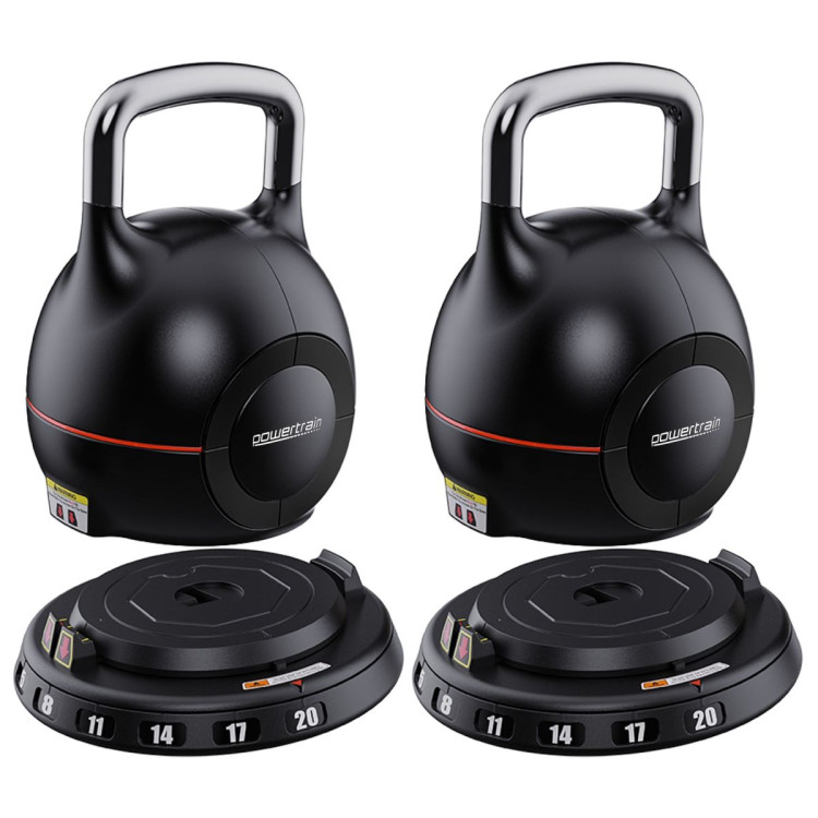 Powertrain 2x 20kg Adjustable Kettlebells One Hand Adjustment Weight Set image 7