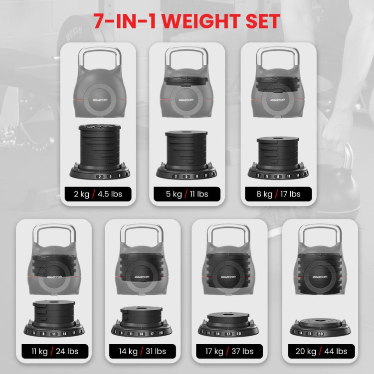 Powertrain 2x 20kg Adjustable Kettlebells One Hand Adjustment Weight Set image 10
