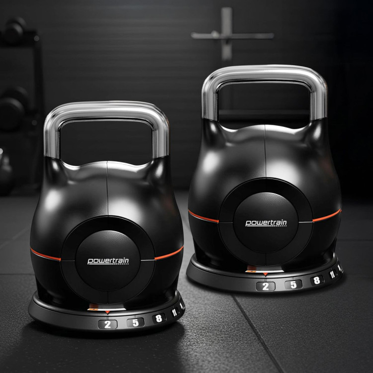 Powertrain 2x 20kg Adjustable Kettlebells One Hand Adjustment Weight Set image 15