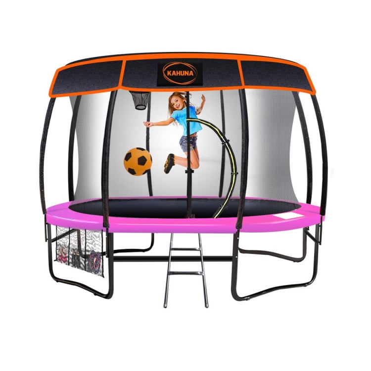 Kahuna Trampoline 8 ft with Basketball Set and Roof - Pink image 3