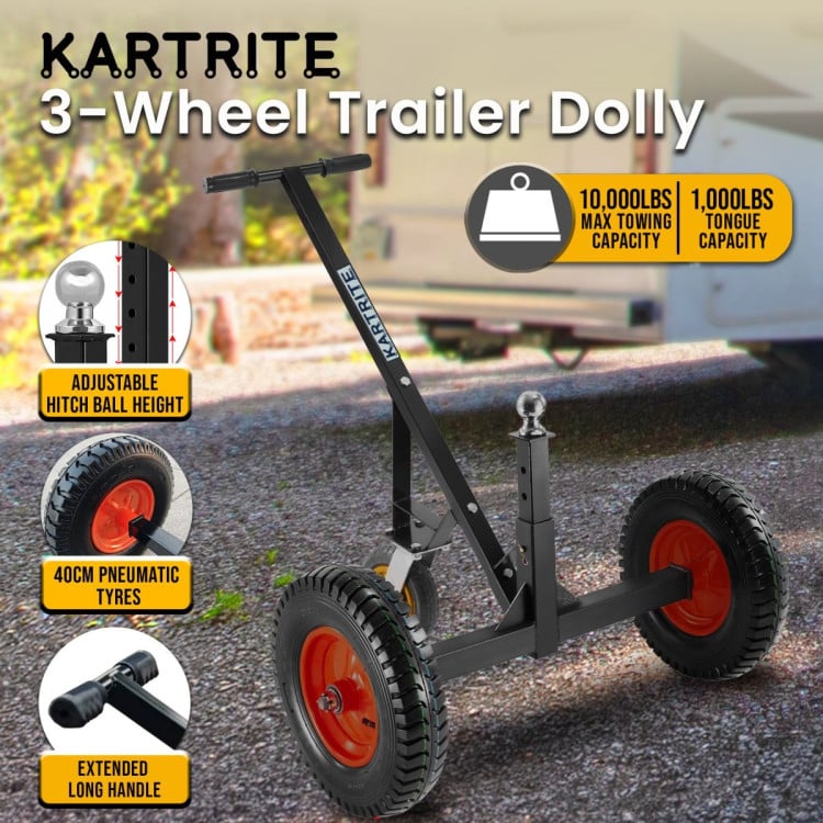 Kartrite 3-Wheel Adjustable Trailer Dolly Heavy Duty Caravan Mover 1000 lbs Tongue Capacity Durable Transport Solution image 12