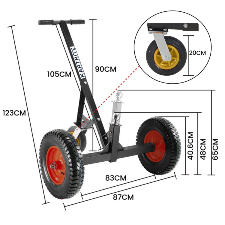 Kartrite 3-Wheel Adjustable Trailer Dolly Heavy Duty Caravan Mover 1000 lbs Tongue Capacity Durable Transport Solution image 4