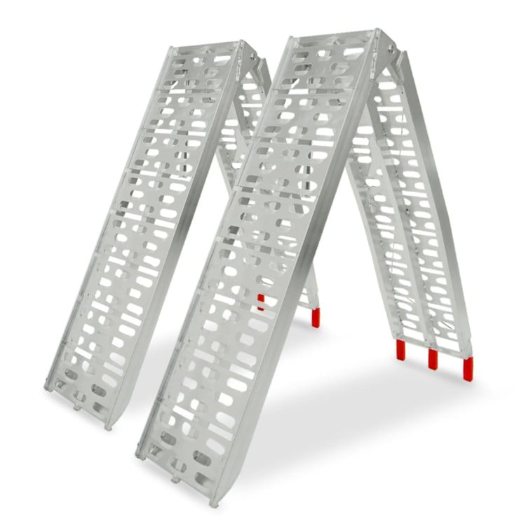 Kartrite Pair 2.3m Aluminium Folding Loading Ramps 680kg Heavy Duty for ATV Quad Bike Motorbike Farm Ute Trailer