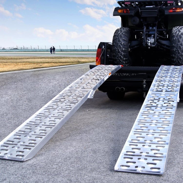 Kartrite Pair 2.3m Aluminium Folding Loading Ramps 680kg Heavy Duty for ATV Quad Bike Motorbike Farm Ute Trailer image 7